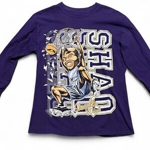 Vintage Shaquille O'Neal Shaq Purple Long Sleeve Shirt Medium NBA LA Lakers
